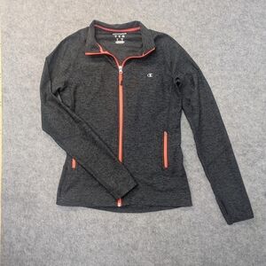 Champion women long sleeve athletic jacket lightweight full-zip slim gray small